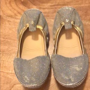 Yosi Samra glitter silver/gold ballet flats.
